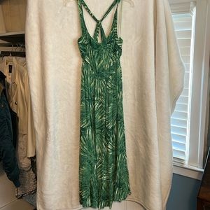 Palm leaf print maxi dress